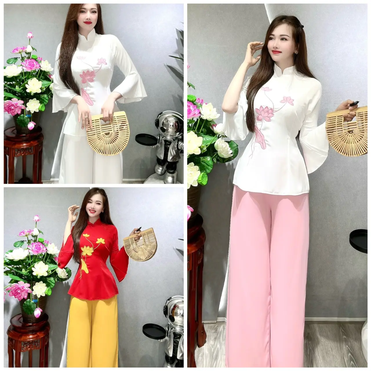 Đồ Lam Đi Chùa # Bà lai sen lụa đông hưng# Quần Áo Nữ
