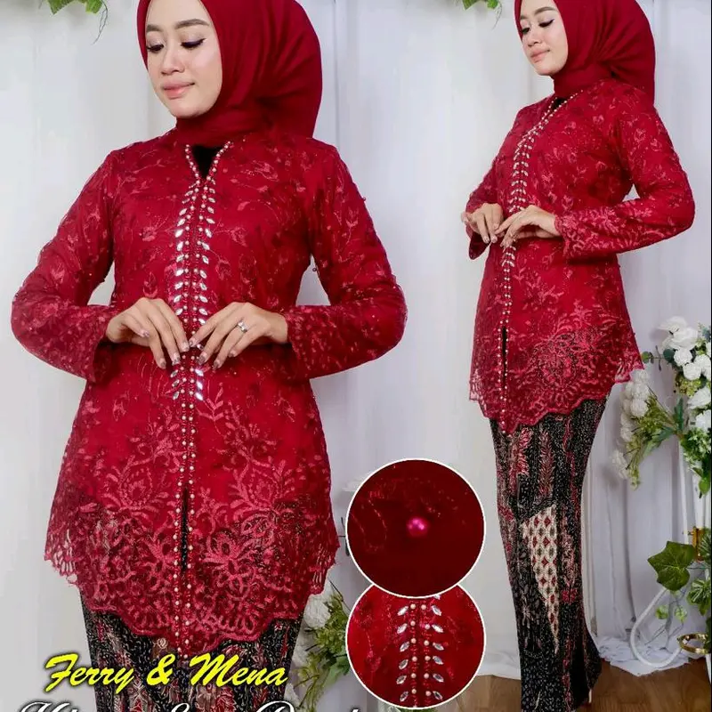 Setelan Kebaya Wisuda | Kebaya Encim Payet Tile Mutiara | Kebaya Kondangan | Lamaran | Tunangan | Pager Ayu | Kebaya Sambut Besan | Kebaya Melayu | Kebaya Wanita | Kebaya Elegan 2