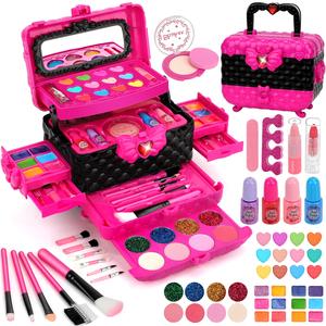 Cajón portátil rojo rosa, caja de maquillaje para niños con múltiples compartimentos, se puede utilizar para almacenar diferentes tipos de cosméticos, mantenerlo seco y ordenado, el mejor regalo de cumpleaños, regalo de Navidad para niñas de 3 a 12 años.