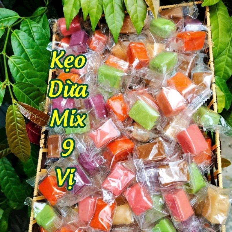  Kẹo sữa dừa trái cây  mix nhiều vị 