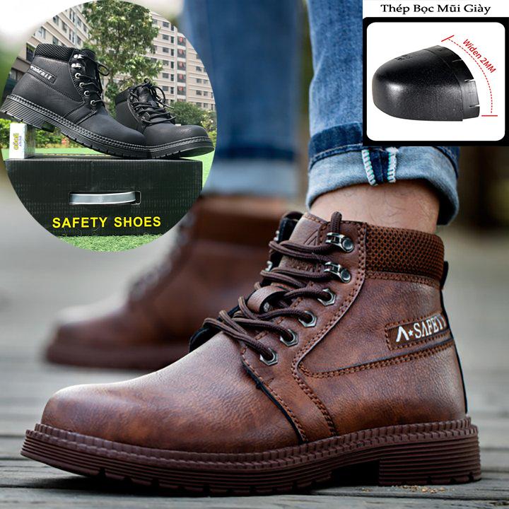 Giày Bảo Hộ Lao Động Nam SAT813 Cổ Cao Chất Liệu Da Chống Thấm Nước - Chống Đâm Xuyên - Siêu Nhẹ - Cách Điện