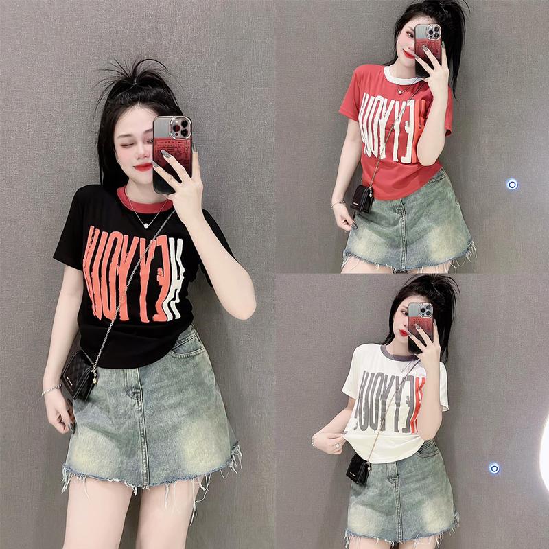 Áo Thun Dáng Ôm Nữ [Mã B58], Phối Viền Độc Đáo Form Tôn Dáng Cotton [HEYYOU] Top Women Cổ Tròn Màu Đen baby tee đỏ đô