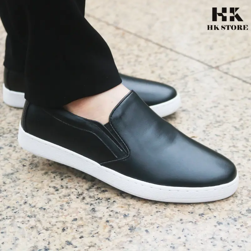 Giày lười nam da bò thật 100% bảo hành 12 tháng, hàng chính hãng HK.STORE , trẻ chung năng động 2025Mẫu mới