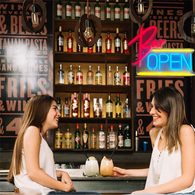 Product Introduction of Bar Open Neon Sign, LED Sign Wall Decoration, USB Powered Open Bar Neon Sign, Bar Shop Cafe Shop Party Club Restaurant Shop Open Sign, Bar Light Decoration Gift 6