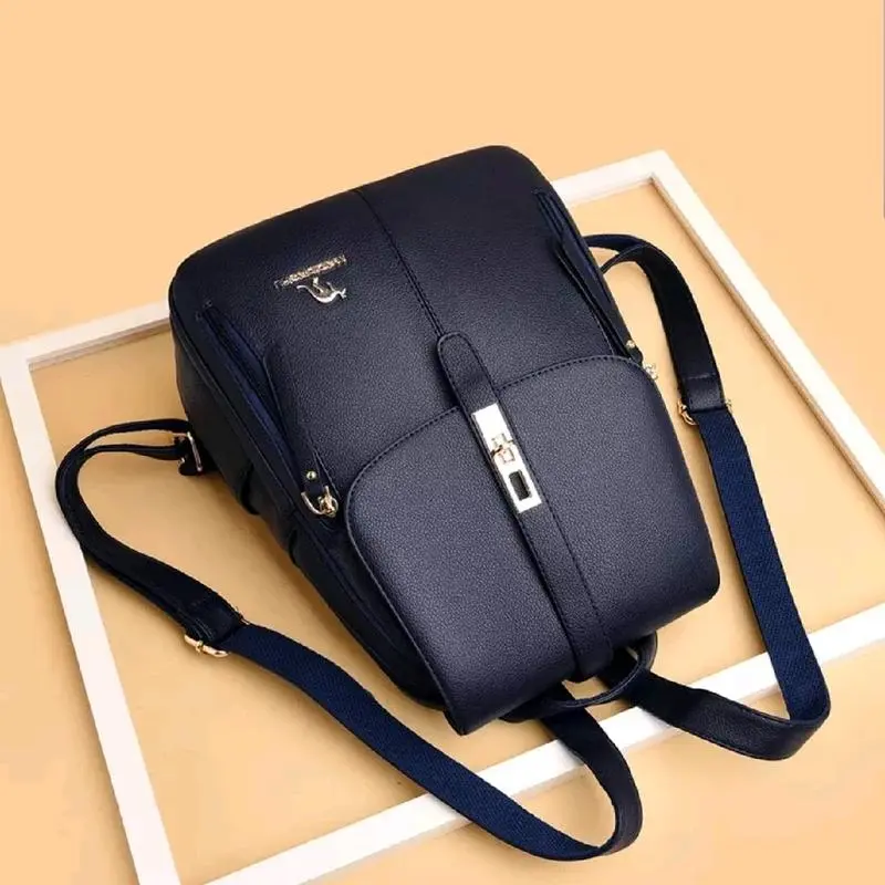 Tas Ransel wanita kuliah cewe populer terbaru Korea Luxury elegan Backpack Stylish Fashion Retro Sekolah Kampus Kulit PU 4
