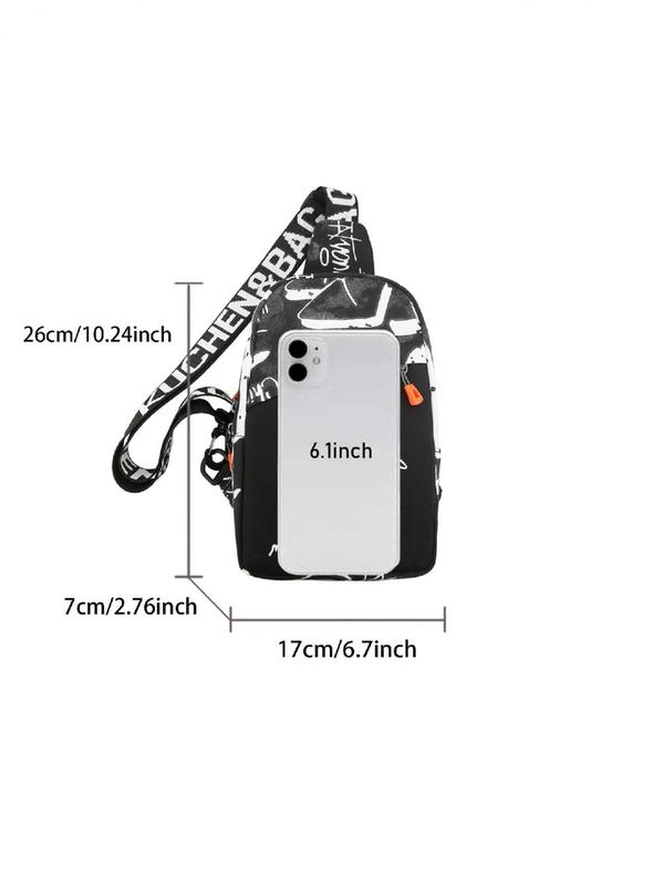 Fashionable Casual Letter Pattern Sling Bag, New Style Personality Trendy Chest Bag for Men, Casual Versatile High-quality Daily Commuting Bag 1