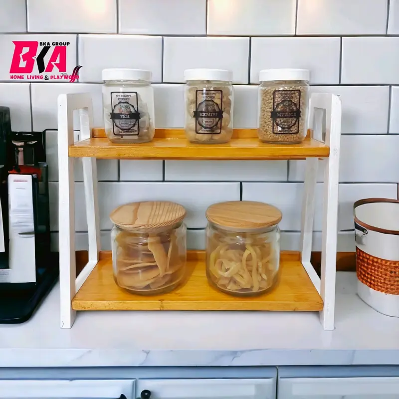 RAK BUMBU DAPUR 2 SUSUN XAVIER/SERBAGUNA/RAK KOSMETIK MULTIFUNGSI/RAK ESTETIK WARNA WARNI/PENYIMPANAN TOPLES BUMBU Kayu Ambalan 0