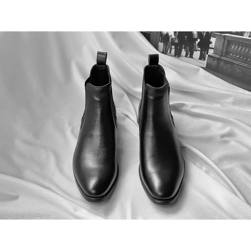 Giày Da Nam Công Sở Chelsea boots Classic Vải Canvas 5