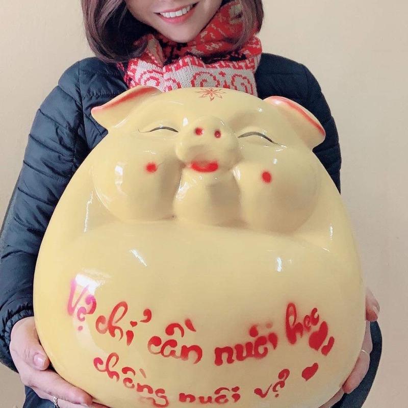 Lợn đất heo đất bụng phệ siêu to - Chin Decor Ống Heo Ống Tiết Kiệm Đựng Tiền