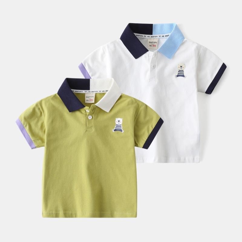 Product Introduction of 2025 Children's Summer Clothing Short-Sleeved Polo Shirt Boys' Short-Sleeved Shirt Baby Color Matching Collar Fashion Polo 1