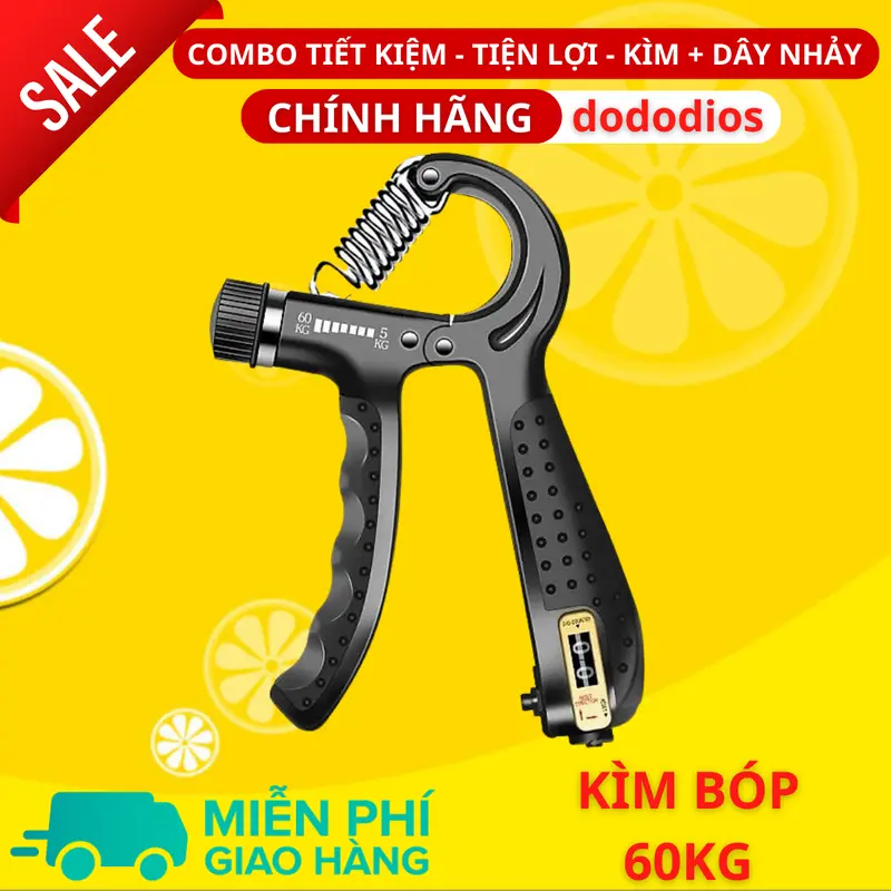 Combo Kìm Bóp Tay Dây Nhảy Lõi Thép - Kìm 60kg Và 120kg - Màn Hình Điện Tử Đếm Số - Hãng Dododios 8