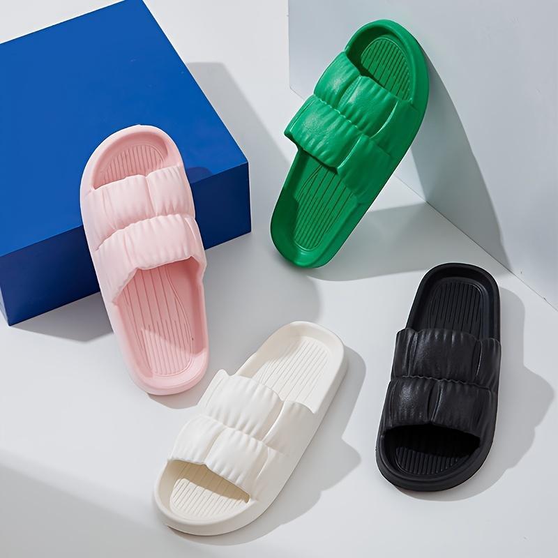 VMI EVA Slides - Textured Solid Color, Non-Soft Sole Home & Beach Vacations |   Comfortable, Portable, All-Season Footwear, Beach Shoes Women Girl slippers  for  women 7