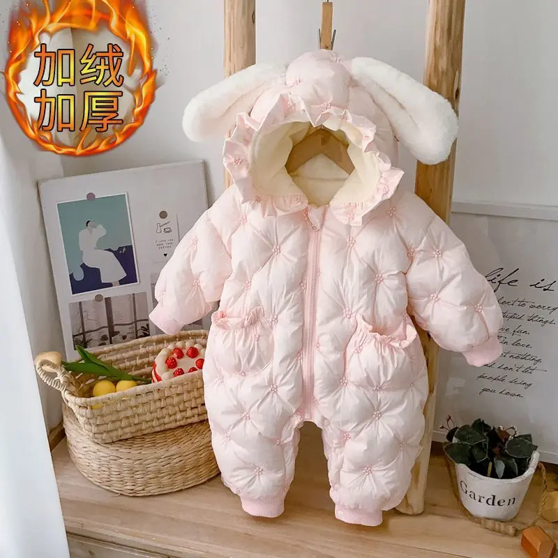 Quần Áo Mùa Đông, Dày Dặn, Hàng Mới Về, Áo Jumpsuit Quần Mùa Đông, Quần Áo Độn Bông, Quần Áo Áo Liền Quần Cho Em Bé Siêu Dễ Thương, Thích Hợp Đi Chơi Trong Một Trăm Ngày, Áo Khoác Ngoài Cho Em Bé
