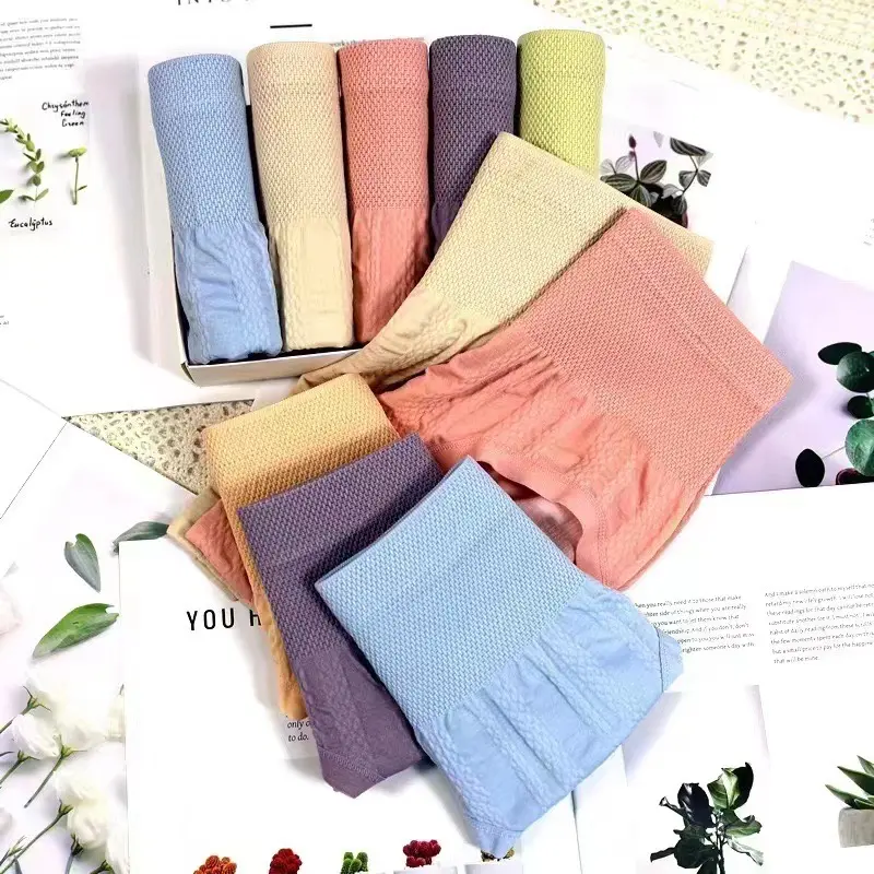 High waist tummy control women's underwear seamless high elastic cotton antibacterial crotch girls women briefs 5pcs/set
