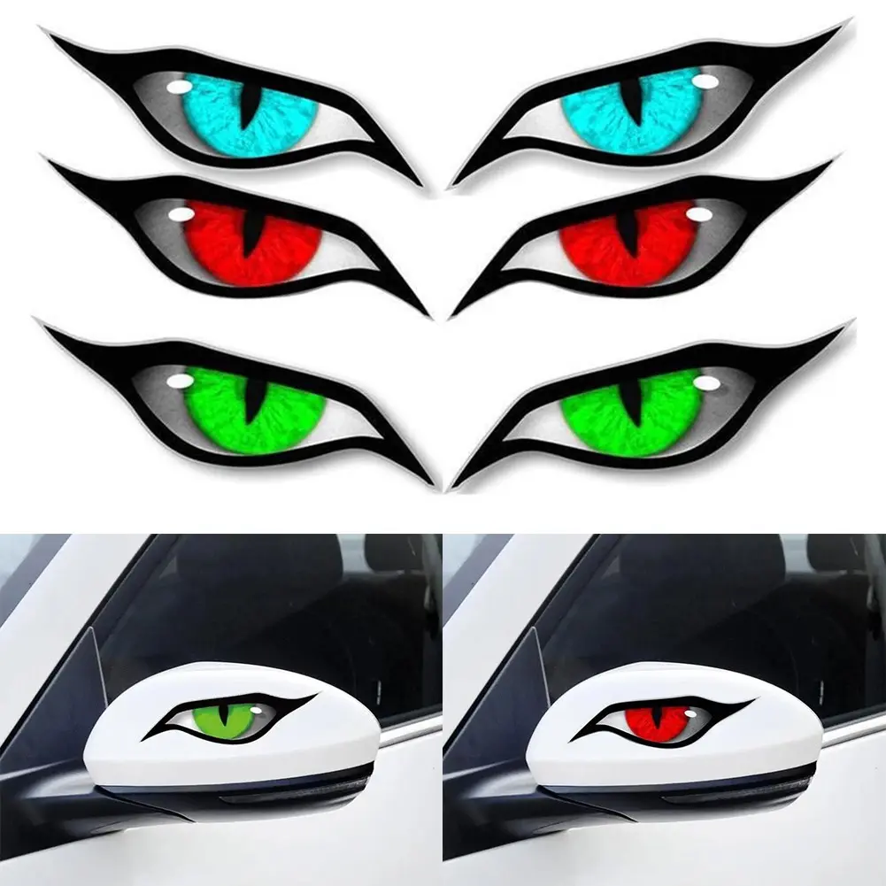 Motorcycle 3D Stereo Reflective Cat Eyes Sticker Rearview Mirror Decal