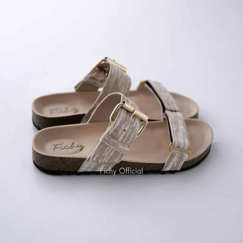 Luna White / Sandal Wanita / Footbed / Birken / Sandal Murah / Sandal Wanita / Sandal Flat