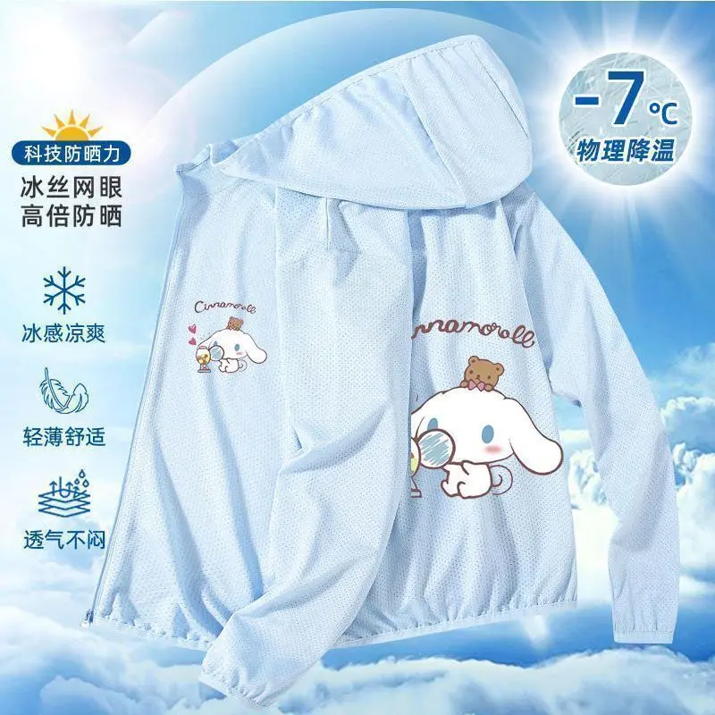 Áo Khoác Chống Nắng Trẻ Em, Thiết Kế Hình Gấu Dâu Tây Và Cinnamoroll, Thích Hợp Cho Bé Trai Và Bé Gái, Mỏng, Có Khóa Kéo Và Mũ Trùm Đầu, Áo Khoác Da, Áo Mặc Bên Ngoài Hợp Xu hướng, Mùa Hè
