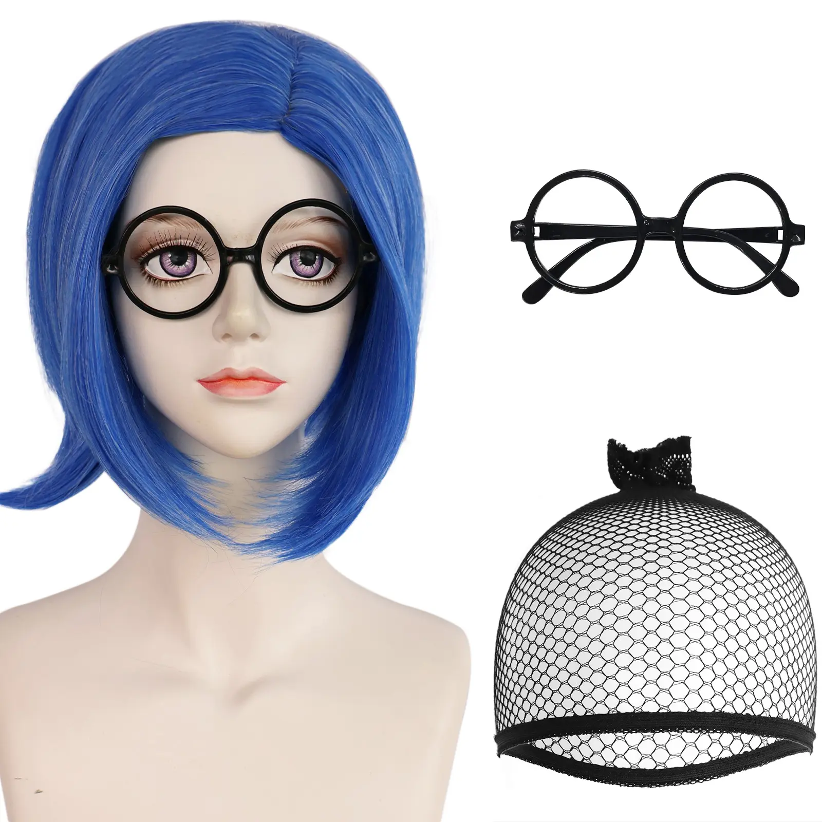 Brain Special Team Sad Youyou Artificial Scalp Royal Blue Short Hair Cos Wig