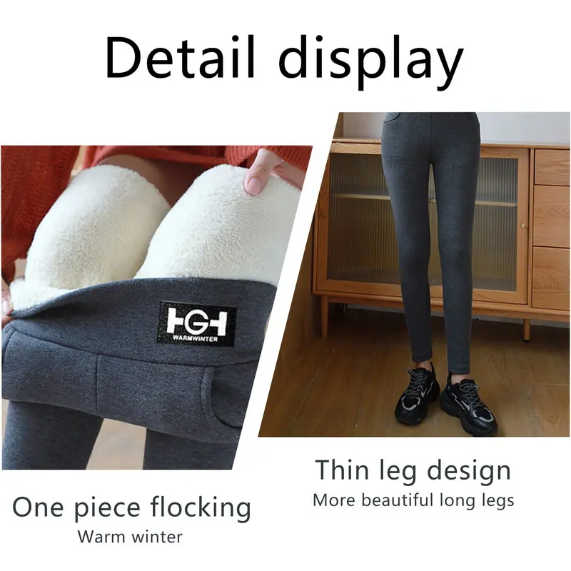 Quần Legging Nữ Mùa Đông, Nhung, Quần Bó Ấm Áp, Cạp Cao, Màu Trơn Thoải Mái, Thích Hợp Cho Phụ Nữ 7