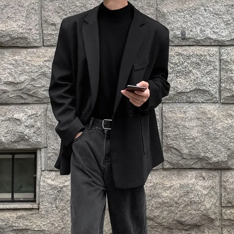 Áo Khoác Blazer Có Đệm Vai, Dành Cho Nam Giới, Phong Cách Cổ Điển Mỹ, Cỡ Lớn, Thích Hợp Cho Mùa Thu Và Mùa Đông, Cao Cấp Và Phong Cách, Bộ Đồ Nhỏ Thường Ngày 7