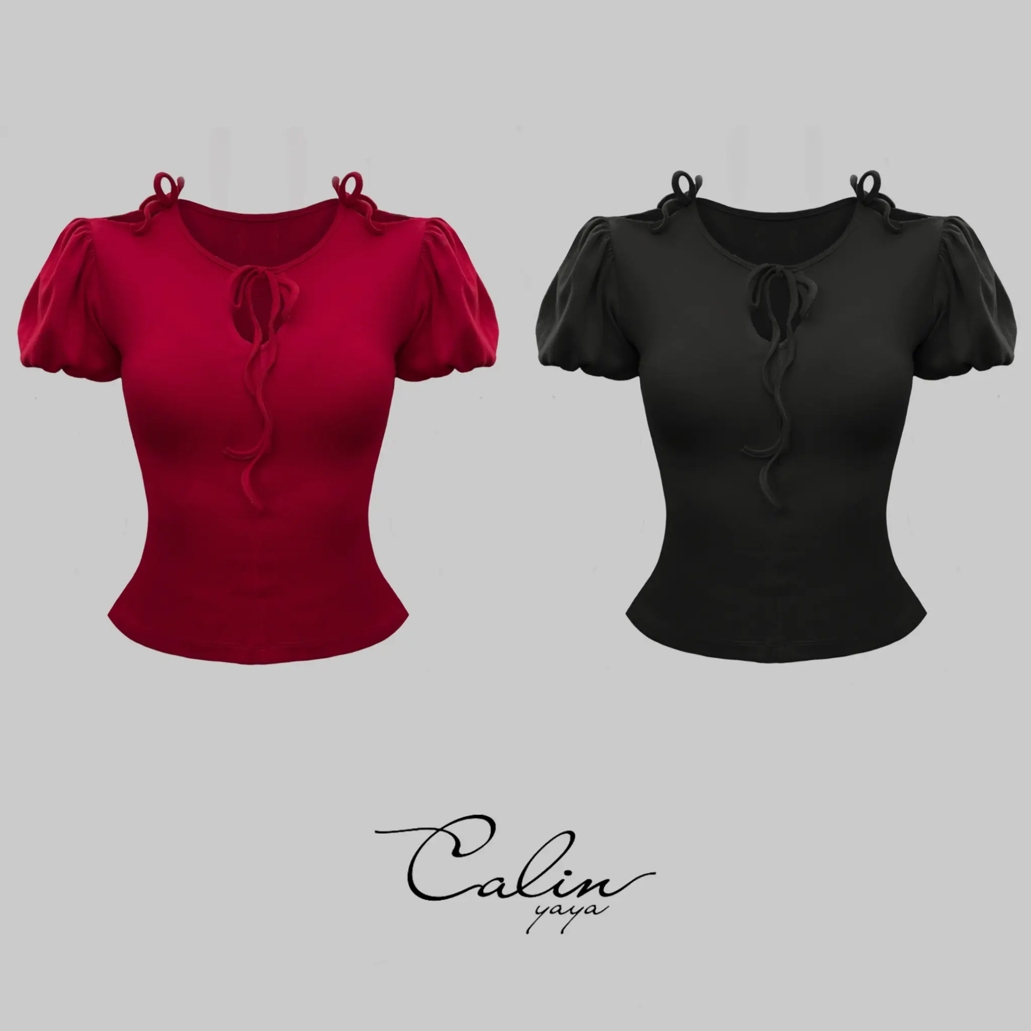 Kylie Top - Áo thun tay phồng thiết kế khoét ngực phối nơ dễ thương cho Nữ Women ôm body