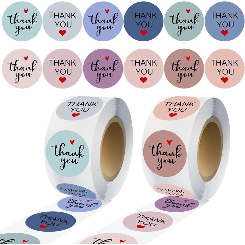 Clinaoy 500Pcs/Roll Packaging Stickers Self-adhesive Thankyou Letter Pattern Expressing Gratitude Diy Thank You Label Stickers Gift Wrapping
