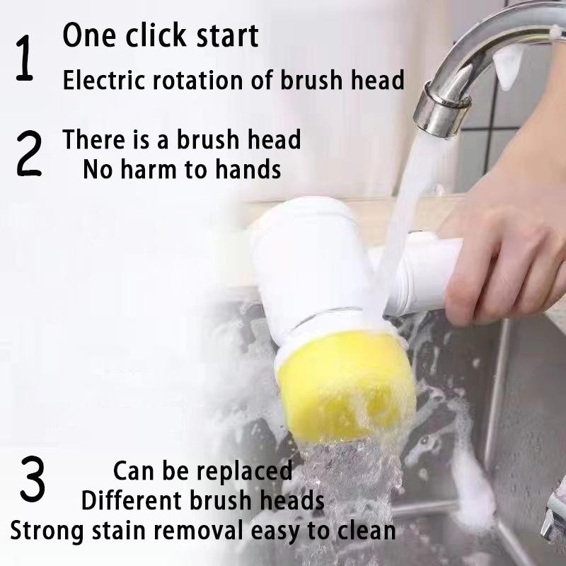 Electric Cleaning Brush 5 in 1 Cordless Rechargeable Electric Cleaning Spin Scrubber Brush Household Multifunctional Handheld Electric Scrubbe Cleaning Brush Sponge Tool Wool 2