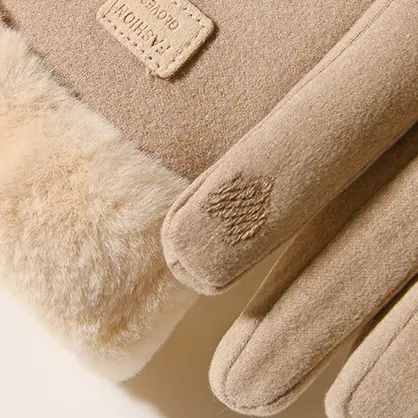 [ Happy Girl Shop ] Glove Musim Dingin Wanita Import Korean Edition Style Looks Menawan Fitting Activity Hiking Desain Touch Screen Gadegt Full Cover Wrist Bulu Thick All Colour Beatiful Sweet Good Seller Suede Inner Flace Warm Premium WINTER GLOVE 6