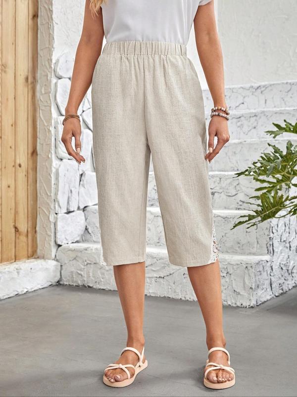 Women's Plain Pocket Capri Pants, Casual Comfy Capris Trousers for Summer, Women's Bottoms for Daily Wear 2