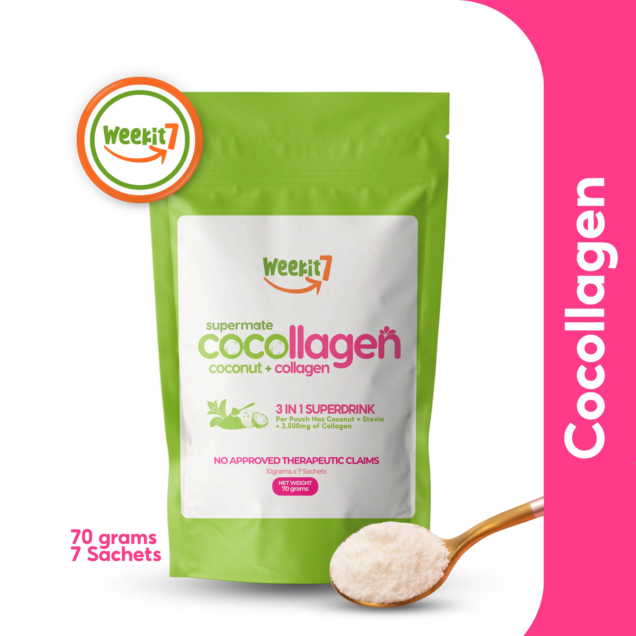 Live naked collagen powder drink coconut with collagen and stevia  dietary colagen supplement beauty  weekit7
