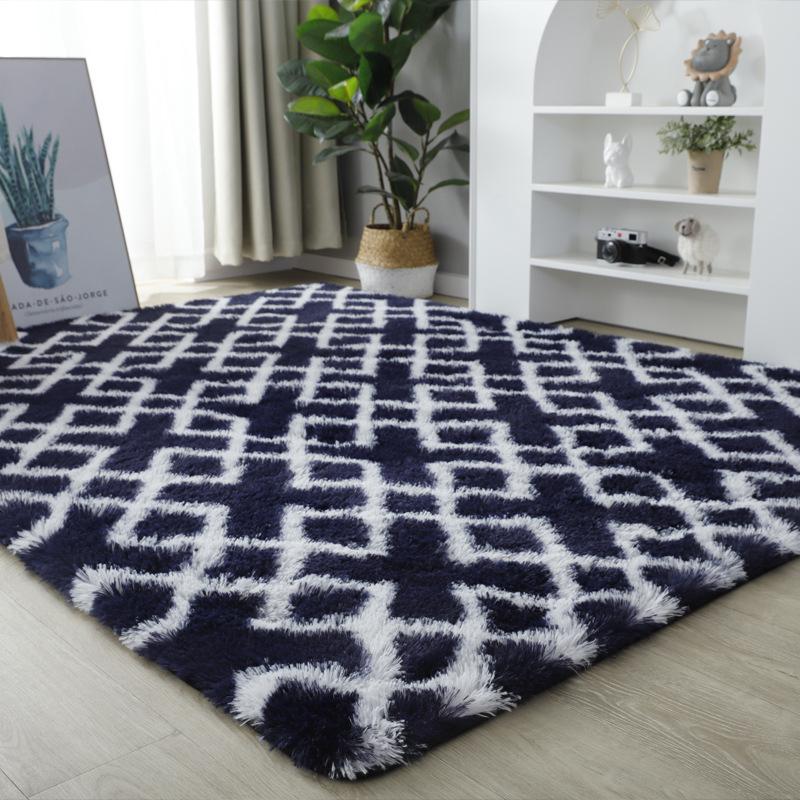 Product Introduction of Thảm trải giường hoàn toàn, phong cách Bắc Âu, nâng cấp mềm mại và mịn màng, nhuộm cà vạt, với mô hình len và lụa, thích hợp cho phòng Khách, bàn trà và thảm đầu giường, thảm tóc dài, thảm trang trí đèn lồng, thảm 23