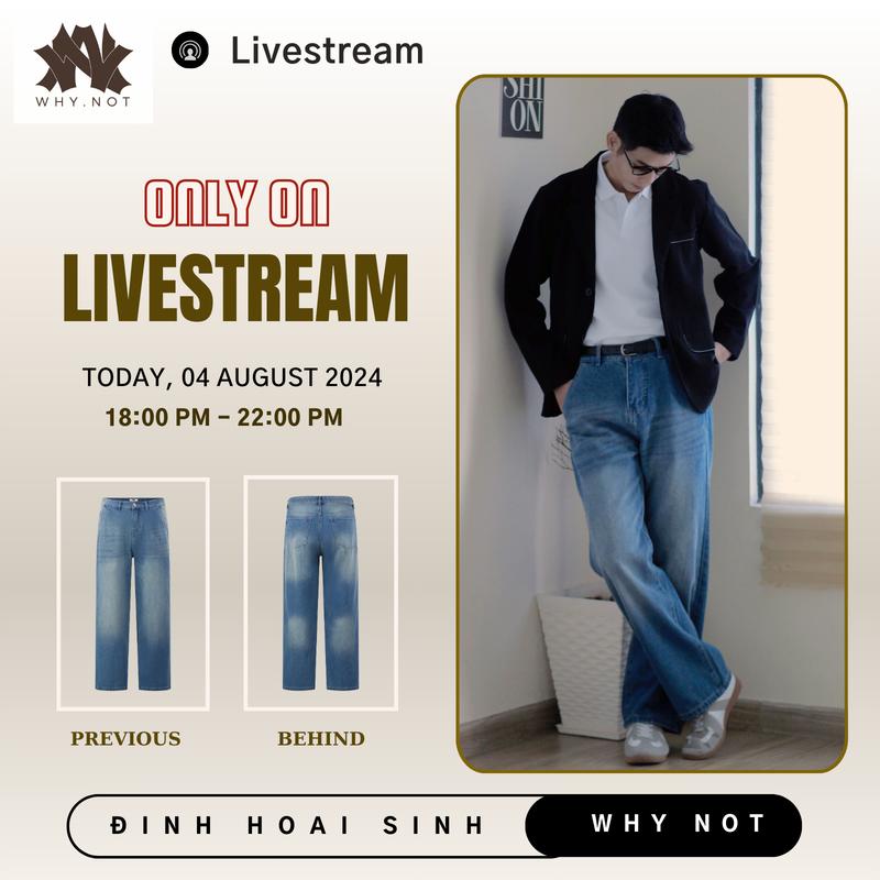 [WHY.NOT x ĐINH HOÀI ] Quần Jean Nam WHY NOT Ống Suông Rộng Sky Blue | Quần Suông Trắng Kaki Denim - Túi Chéo -  Menswear Pants Cotton