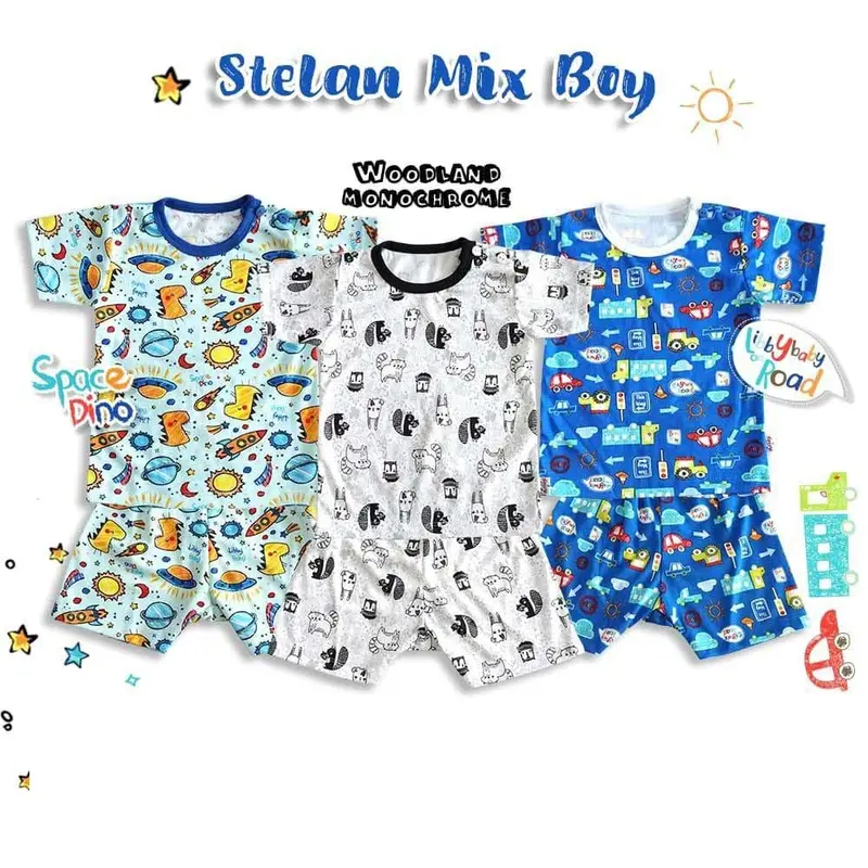 Baju Bayi Libby Baby 3 PSG TALE OF PRAIRIE Setelan Baju Lengan Pendek Celana Pendek Libby Bunda 3