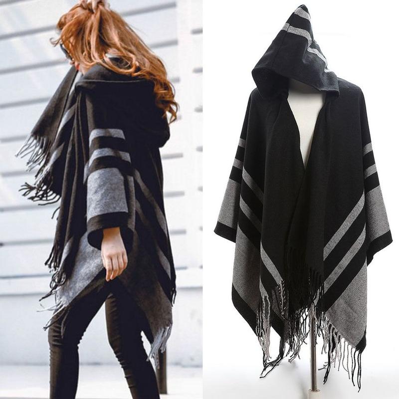Product Introduction of Fashion Winter Warm Fleece Shawl Hooded Imitation Cashmere Wraps Scarf Thicken Cloak Cardigan 15