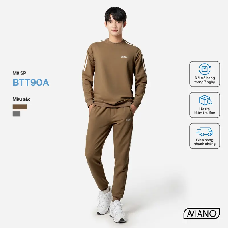 Bộ Thể Thao Nam 3 Sọc Mùa Đông Da Cá Chéo Thời Trang Thiết Kế AVIANO Áo Menswear Sơ Mi 4