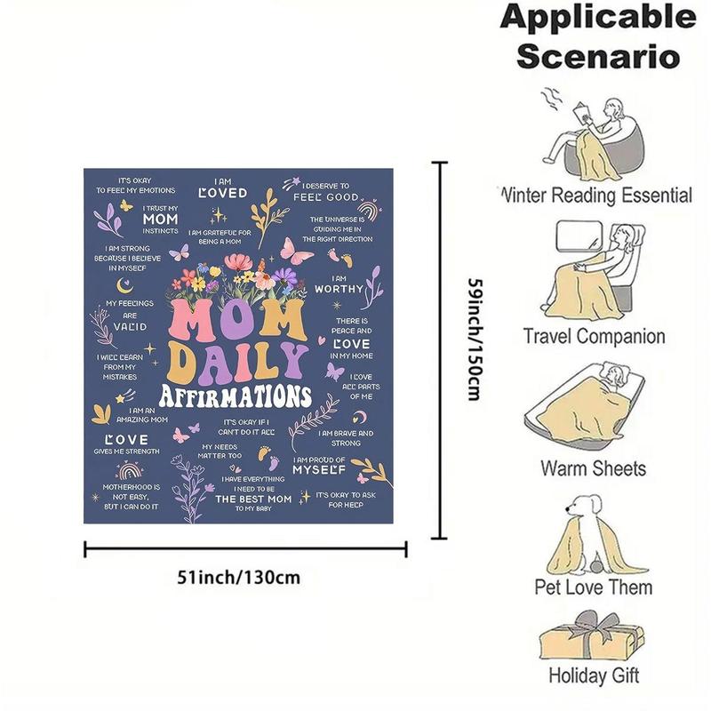Floral & Letter Pattern Blanket, 1 Count Modern Soft Throw Blanket, Air-conditioned Room Blanket, Warm Nap Blanket for Home Office Travel Camping 7