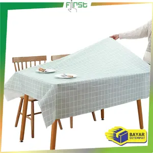 [COD] FH C288 Taplak Meja Anti Air Motif Kotak-Kotak Bahan PEVA Alas Meja Makan Taplak Meja Ruang Tamu Persegi Panjang Tahan air