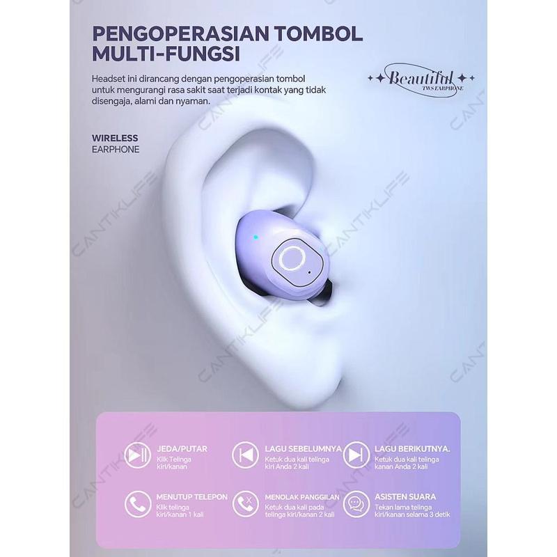 【Speicial 10% Discount 50K Voucher】TWS S9 Earphone Bluetooth Nirkabel Casing Transparan Tampilan LED Bluetooth 5.3 Pengurangan Kebisingan In-Ear Suara Stereo HIFI 360 Earphone untuk Game/Musik dan Olahraga Pengisian 10 Menit 6