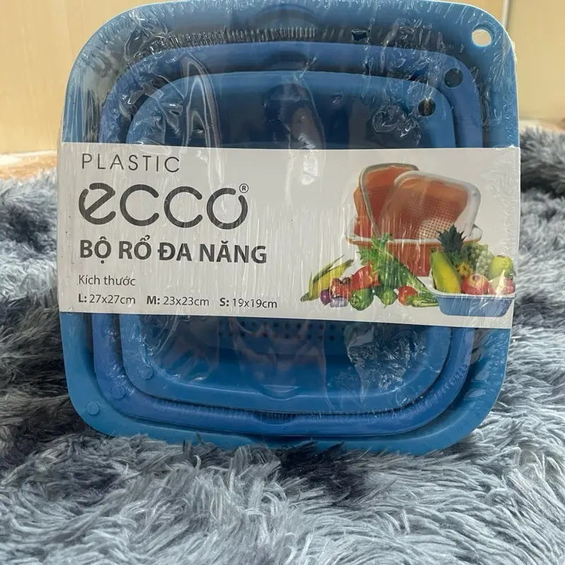 Bộ rổ đa năng Ecco bằng nhựa Plastic có các size 19cm, 23cm, 27cm