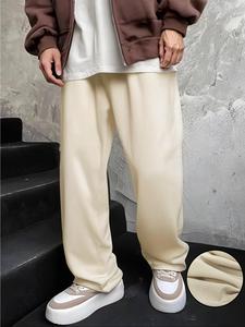 Men's Solid Color Straight Leg Pants, Regular Fit Casual Comfy Breathable Trousers for Outdoor Activities, Men's Bottoms for All Seasons