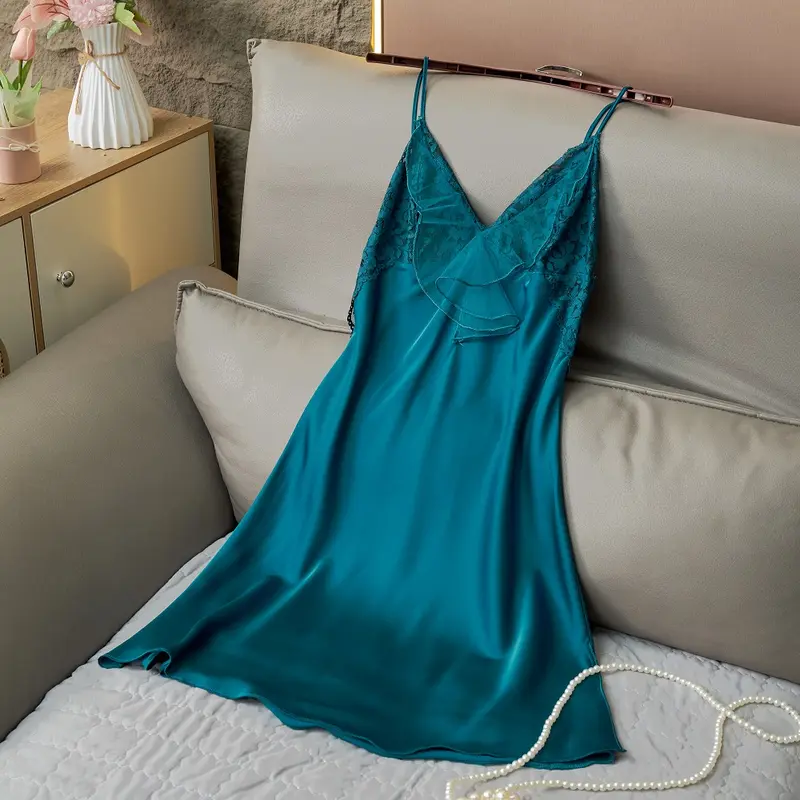 Đầm ngủ Hai dây phối ren bèo quyến rũ 7