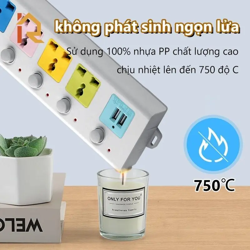 Ổ Cắm Điện USB Đa Năng Cao Cấp OCD01 Chống Giật Dây Dài, 2 Cổng Cắm USB với 4 ổ cắm Có Chốt An Toàn Tiện Dụng 3