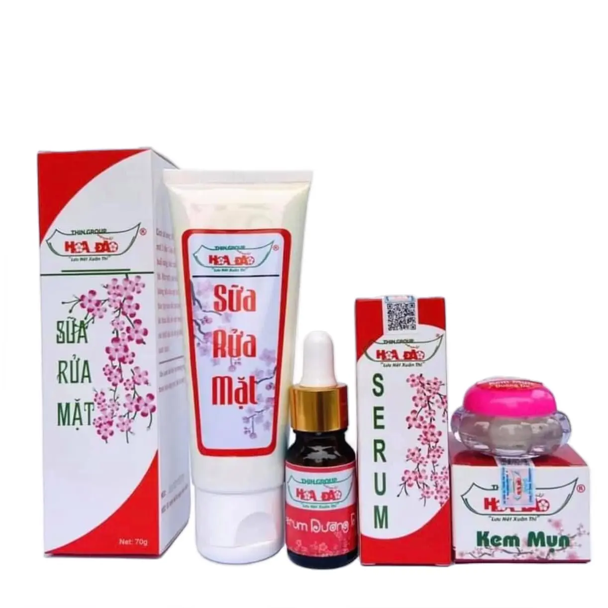 [Combo 3 sản phẩm] Kem mụn + serrum + sữa rửa mặt Hoa Đào THINGROUP