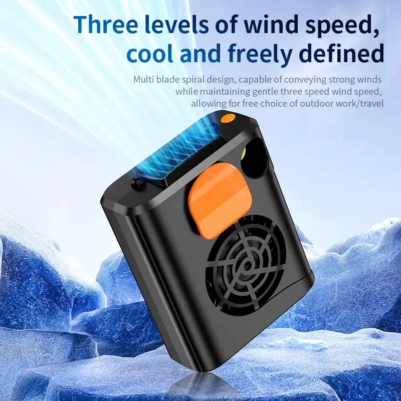 Portable USB Rechargeable Fan, 4000mAh Large Capacity Fan with Emergency Lighting, Three-speed Adjustable Hanging Waist Fan for Outdoor 6