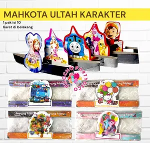 (10 pc) mahkota ulang tahun murah - Topi ulang tahun murah MAHKOTA ULTAH MIX/SILVER upin ipin