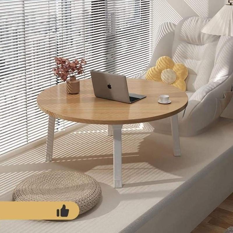Bàn tròn sofa ngồi bệt gấp gọn 60x60x30cm chân nhựa cao 28-30cm mặt gỗ MDF Phủ Melamine cao cấp dày 12mm bàn