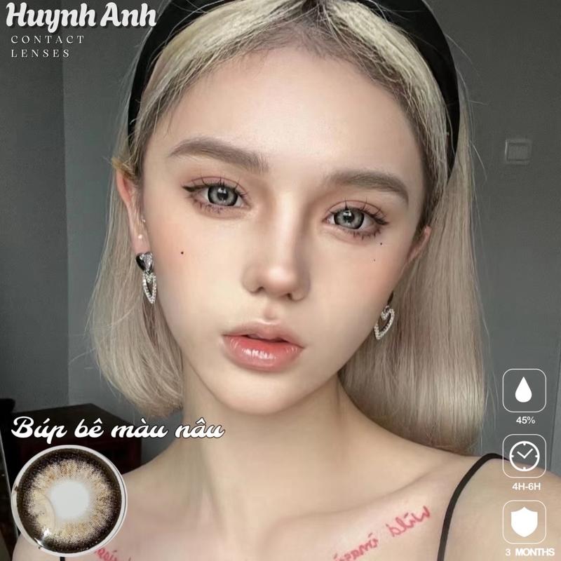 Lens Mắt Kính Áp Tròng nâu tây búp bê viền đen giãn to doll brown [Giá 1 Đôi + Kèm Khay Dụng Cụ]