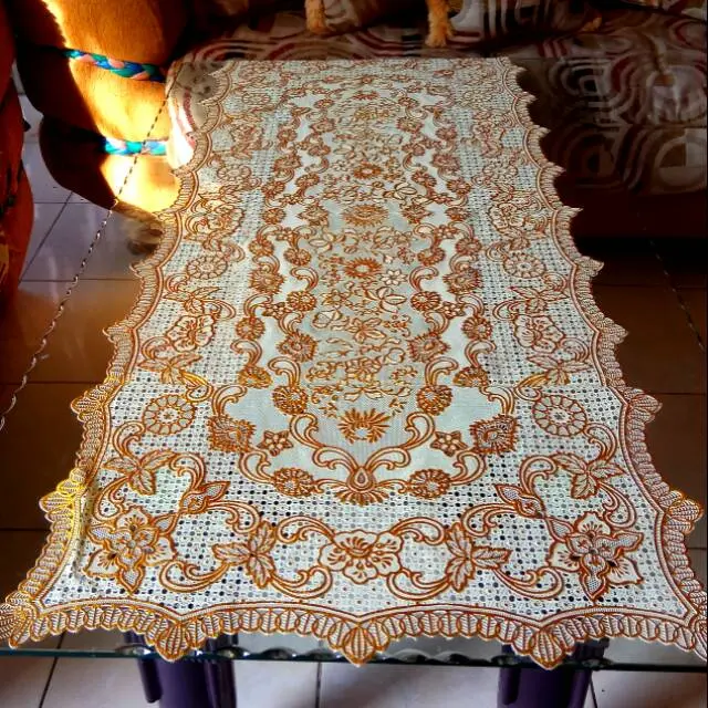 taplak meja tamu emas jumbo 46x115cm/taplak meja tamu Antik Modern Karet