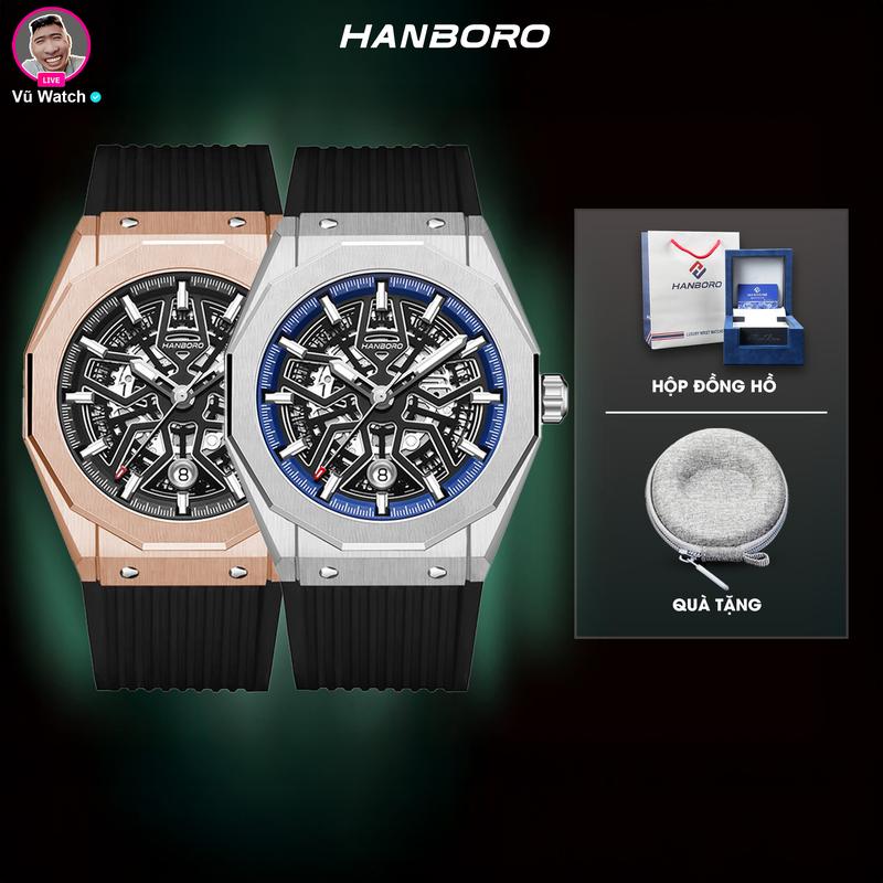 Đồng Hồ Cơ HANBORO 9010-1 [4042] | Tặng kèm bóp đựng đồng hồ