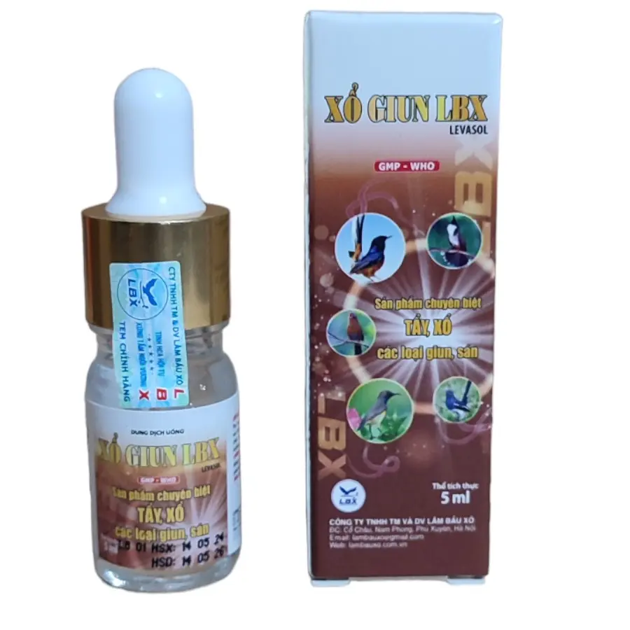 Dung Dịch XỔ GIUN LBX Levasol Sản Phẩm Chuyên Biệt Tẩy Xổ Các Loại Giun Sán Dành Cho Chim Cảnh Chai 5ml
